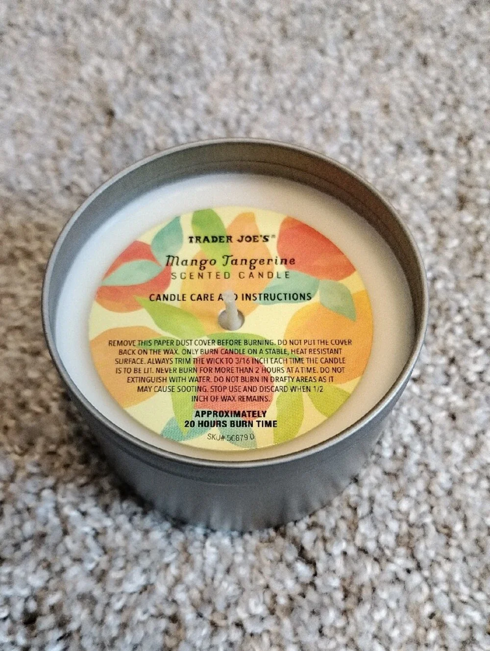 Trader Joe's Mango Tangerine Scented Candle - Silver Tin
